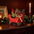 thumbnail image 6 of Red Christmas Metal Sleigh Decor, Rustic Farmhouse Table Centerpiece | Metal Christmas sleigh decor with rustic farmhouse style, perfect for table centerpieces, mantels, gifts and holiday displays, 6 of 9