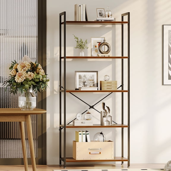 Casacomoda 5-Tier Bookshelf, Freestanding Book Shelf, Home Office Bookcase, Storage Shelving Unit for Bedroom, Living Room, Vintage
