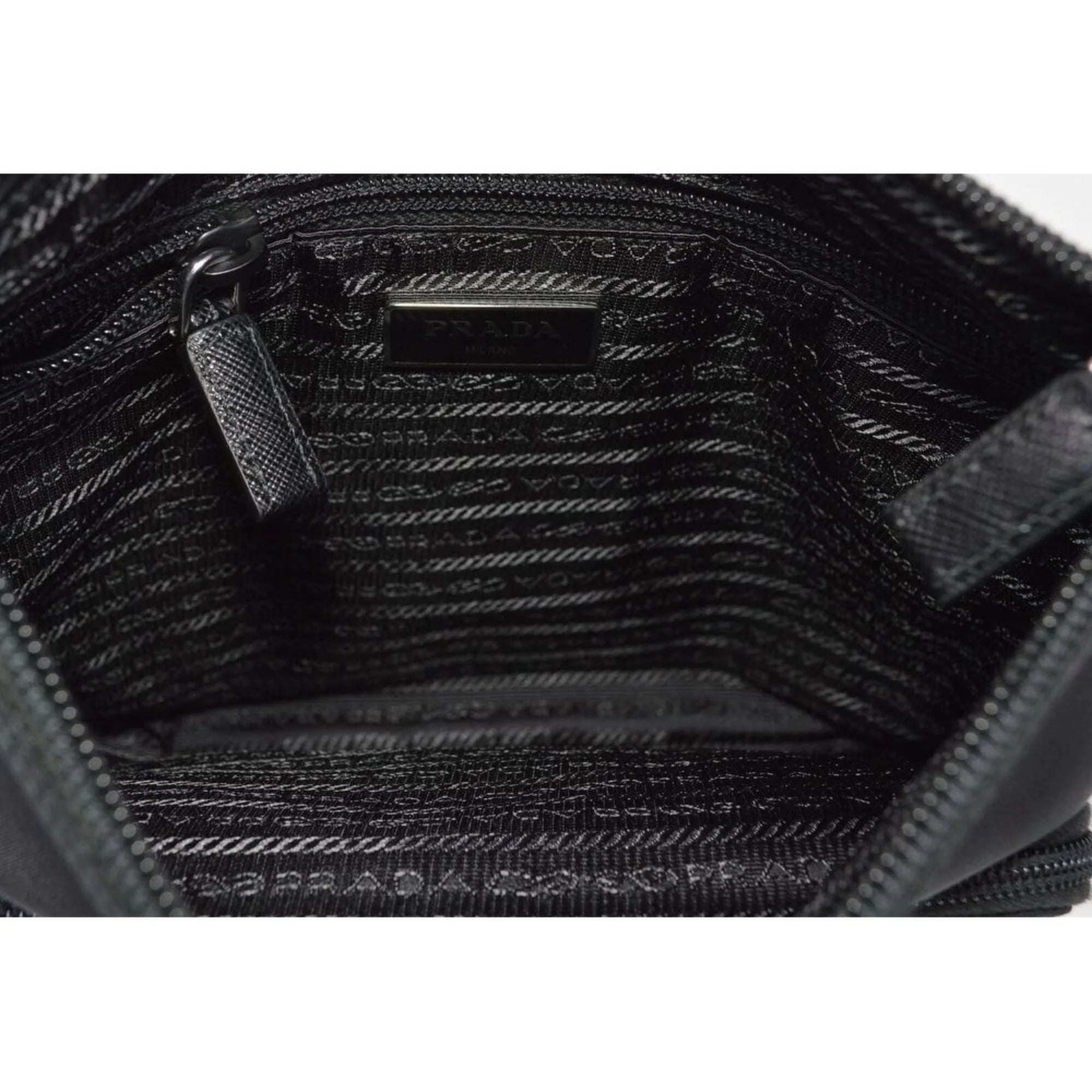 Prada Black Tessuto Nylon Quilted Chain Crossbody Bag 1BH026