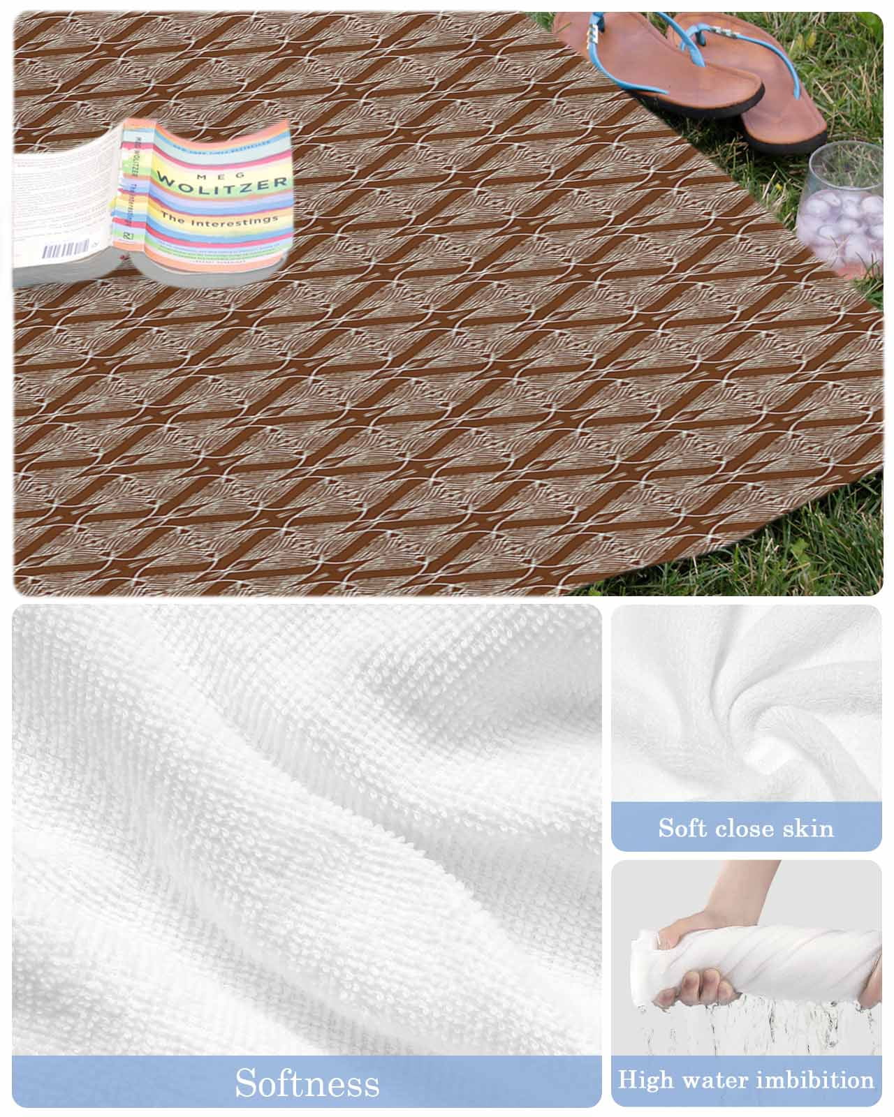 Brown Abstract Beach Towels Oversized Super Absorbent, Modern Geometric Contemporary Art Lightweight Bath Towel Quick Dry Sets For Bathroom/Pool/Rv Camping/Beach Play/Gym Room/Picnic 30"x60"