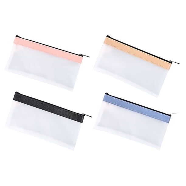 4 UNIDS Monedero de PVC Transparente Organizador de Dinero Transparente para Billetes y Monedas Bolsa con Cremallera para Almacenamiento de Efectivo Bolsa de Efectivo Titular de Efectivo Portalápices
