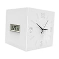 thumbnail image 2 of Reloj de pared de esquina con termómetro, reloj decorativo cuadrado con mes, fecha y Blanco puro, 2 of 9