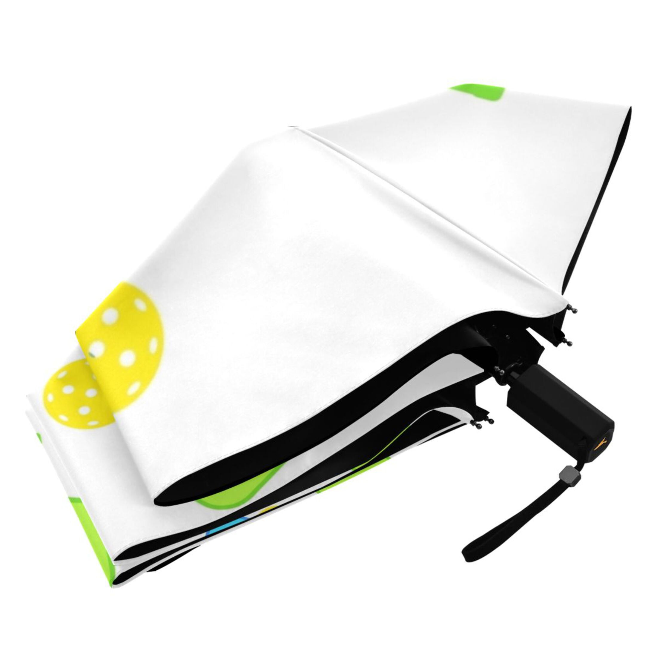 Pickle Balls Compact Folding Umbrella for Rain Windproof Travel Umbrella UPF 50+ Lightweight Packable Arc Size