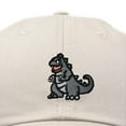 thumbnail image 2 of Dalix Giant Lizard Kaiju Embroidered Cotton Dad Hat Baseball Cap Adjustable Glow in the Dark Mens in Beige, 2 of 5