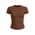 thumbnail image 6 of PFRNLF Womens Slim Fitted Tops Soft Crewneck Stretchy Short Sleeve T Shirt Summer Basic Tee, 6 of 6