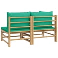 thumbnail image 3 of vidaXL 2 Piece Garden Lounge Set with Green Cushions Bamboo, 3 of 5