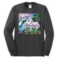 thumbnail image 2 of Unicorn Fanstasy Island Castle Animal Lover Male Long Sleeve Shirt, Charcoal, Small, 2 of 3