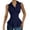 Blue, variant on Women's Trendy Waistcoat Collared Sleeveless Button Down Peplum Shirt Ruched Waist Slim Fit Pleated Hem Vest Blouse Business Casual Outfit White