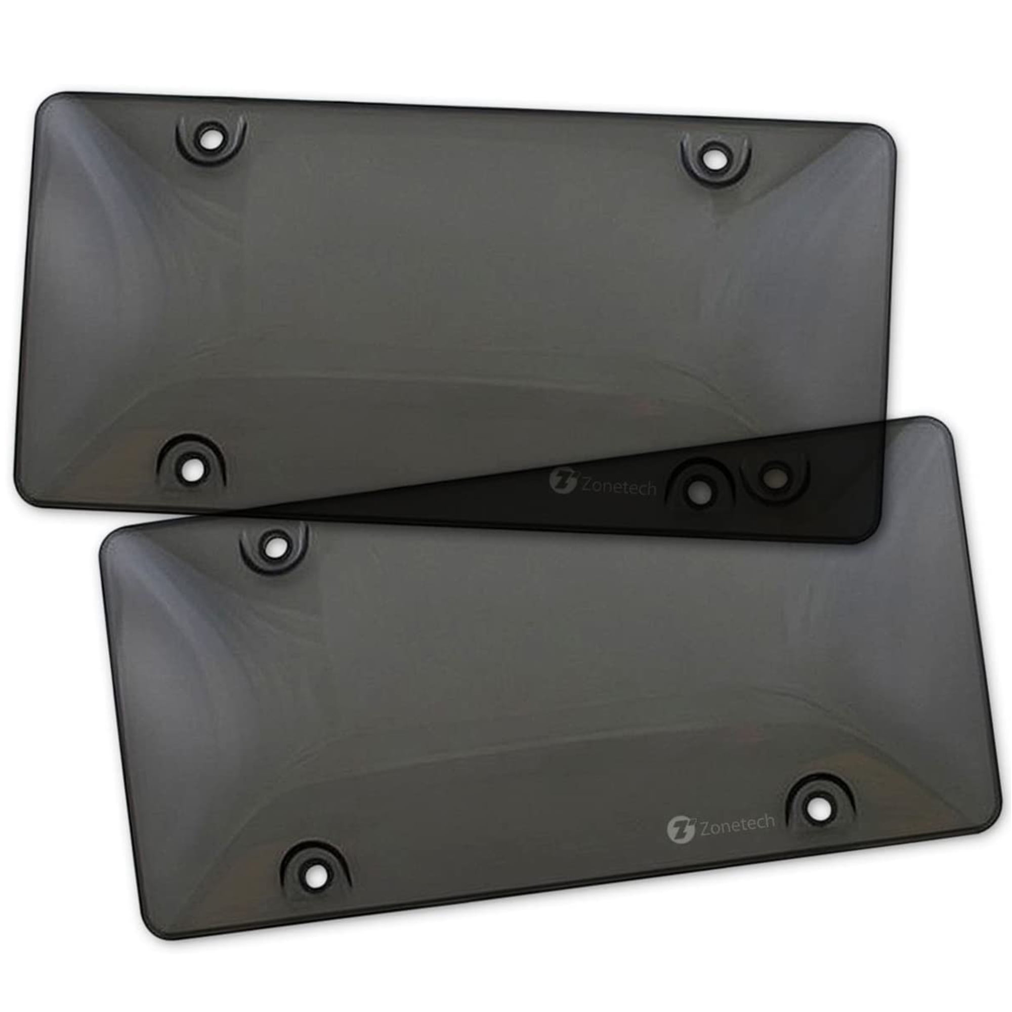 Zone Tech Standard Fit Clear Frame Smoked License Plate Protector Cover