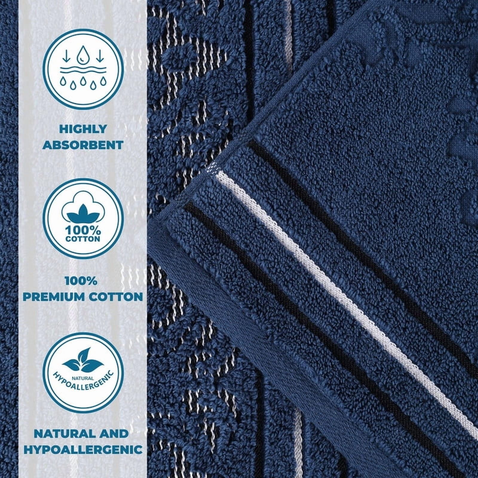 Superior Sadie Zero Twist Cotton Face Towel Washcloth Set of 12, Navy Blue