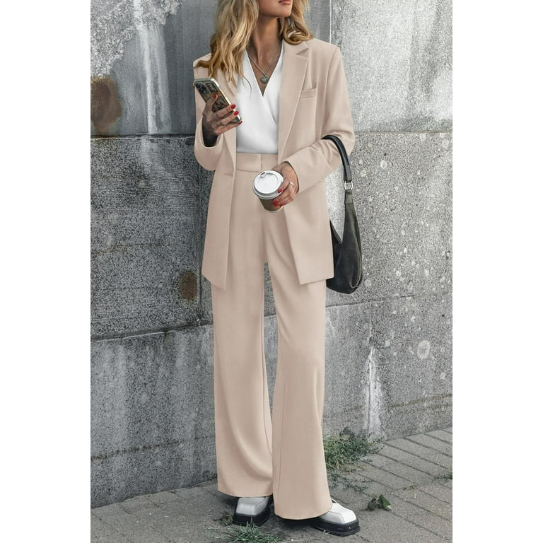 LIUguoo Womens 2023 Fall Fashion Two Piece Outfits Blazer Jacket and Dress  Pants Suit Set Business Office Casual Work Clothes : : Clothing