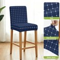 thumbnail image 3 of Navy Blue Gingham Bar Stool Covers - Stretch Dining Chair Covers Set of 6, Modern Minimalist Geometric Plaid Bar Chair Cover Removable Counter Stool Pub Chairs Slipcovers Protectors for Kitchen/Cafe, 3 of 8