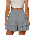 thumbnail image 6 of Qgtaibl Womens Loose Fit Flowy Shorts Fashion High Waisted Tiered Ruffle Shorts Casual Elastic Waist Drawstring Shorts with Pockets for Party Outdoor Gray M, 6 of 7