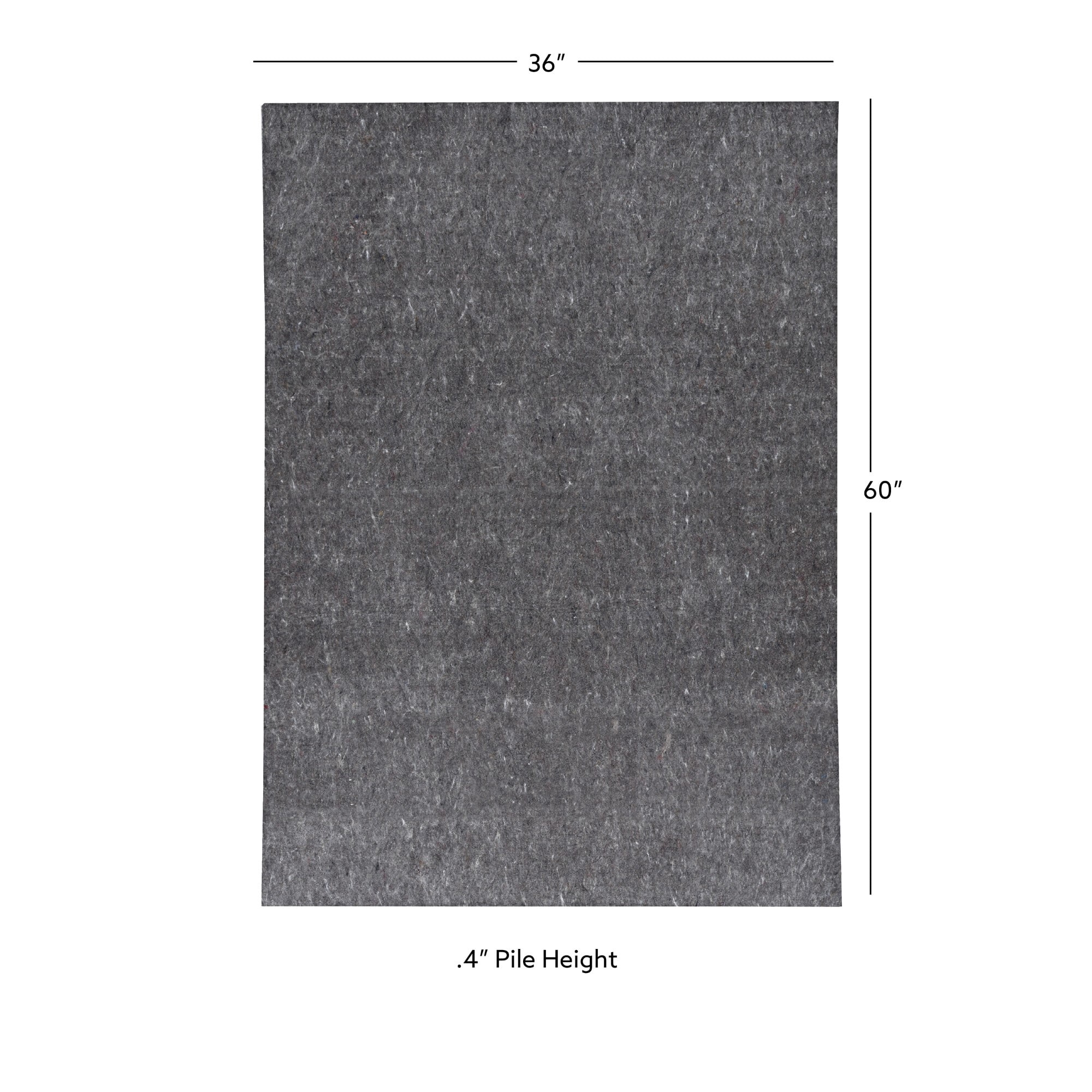 Contemporary Home Living 3' x 5' Dual Side Solid Area Throw Rug Pad - Gray