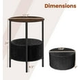 thumbnail image 2 of SSyao Round End Table, Small Side Table with Removable Fabric Basket, Modern Bedside Table with Metal Frame, Sofa Couch Accent Table for Small Space Living Room, Nightstand for Bedroom-Rustic Brown, 2 of 10