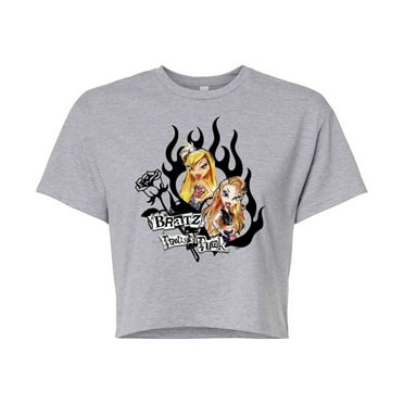 Bratz - Hearts & Flames in a Frame - Juniors Cropped Cotton Blend T-Shirt