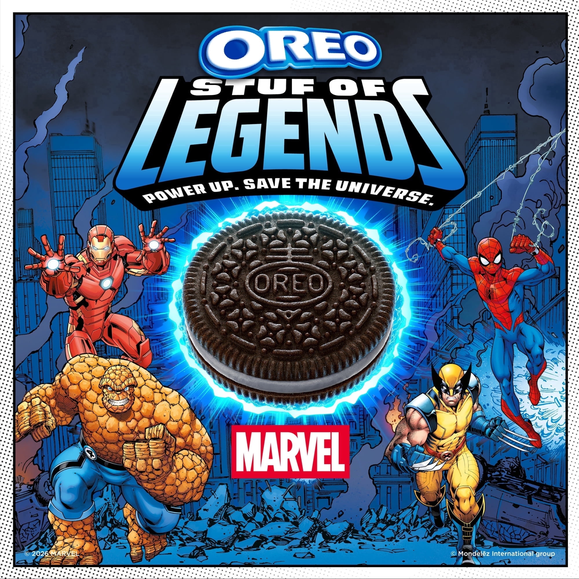 MARVEL OREO Stuf of Legends Cookies, Special Edition, 10 Snack Packs (2 Cookies Per Pack)