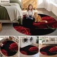 thumbnail image 5 of Round Area Rugs Collection 4 Ft, Red Rose Non-Slip Residential Carpet, Vintage Abstract Garden Flower Floral Black Indoor Crawling Mats Runner Rugs for Living Room/Dining Room/Bedroom, 5 of 8