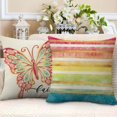 thumbnail image 3 of Butterfly Spring Summer Decorative Throw Pillow Covers 18 x 18 Set of 4, Colorful Stripes Polka Dots Porch Patio Outdoor Pillowcase, Hope Faith Rainbow Seasonal Cushion Case Home Decor, 3 of 5