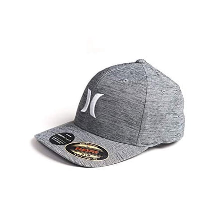 Hurley Men's H2O Dri-FIT Marwick Icon Flex Fit Hat Cap (Small/Medium, Heather Gray)