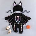 thumbnail image 2 of Ruyang Baby Girls Boys Skeleton Jumpsuit with Wings New Born Halloween Outfit Cute Hat First Birthday Outfits Cute Onesie, 2 of 9