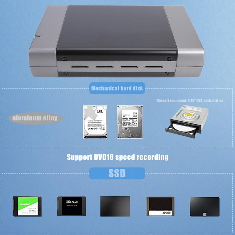 5.25 Inch Optical Drive Case USB3.0 to 3.5 inch USB Type-B SATA External HDD Enclosure Support 8T (US Adapter)