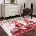 thumbnail image 3 of Red Gnomes Area Rugs 3'x5', Washable Small Throw Rugs for Living Room Bedroom, Valentine Roses Love Leaves Pink Plaid Indoor Outdoor Rug Non-Slip Low Pile Carpet Runner Reversible Floor Mats, 3 of 8