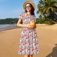 thumbnail image 4 of Gukieu Forest Mushrooms Print Women's Short Sleeve Dress, Elastic Waistband A-line with Pockets Summer Dress, Suitable for Daily Leisure, Work, Vacation, 4 of 6