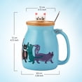 thumbnail image 7 of Meetco Cute Cat Ceramic Coffee Mug Lovely Kitty Bamboo Lid Stainless Steel Spoon Mug Gift 420 ml (Blue), 7 of 7