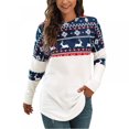 thumbnail image 1 of Women Christmas Print Tops Femael Long Sleeve O-neck Splicing Tee Spring Autumn Slim Tops, 1 of 10