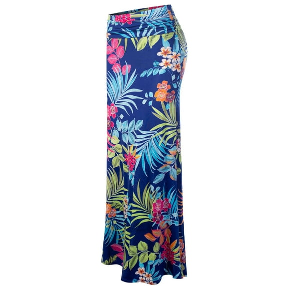 MixMatchy Women's Basic Foldable High Waist Regular and Plus Size Maxi Skirts