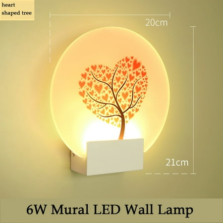 

LNGOOR 20CM Heart Tree Pattern Wall Lamp Nordic Creative Bedroom Round Bedside Lamp LED Accessories Light Source Mural Lamp Base