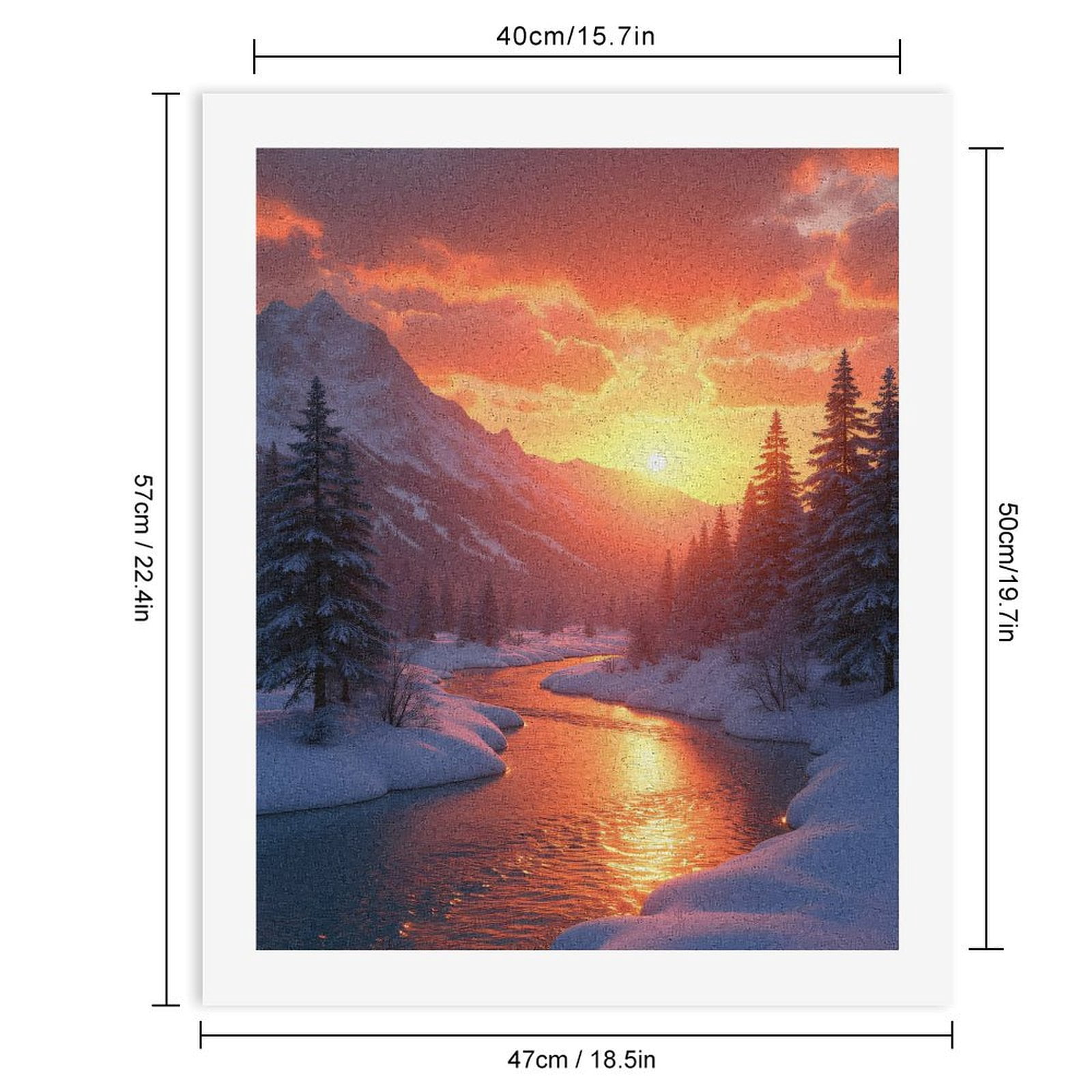 Paint By Numbers Kit for Adults Beginner - Mountain Sunset Winter River Scene DIY Canvas Painting Kits for Adults, Frameless Paint By Number for Adults for Home Wall Decor 16x20 Inch