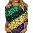 thumbnail image 2 of RKSTN Mardi Gras 3/4 Length Sleeve Womens Tops Oversized Crewneck Carnival Graphic Printed Three Quarter Sleeve T Shirt Women Casual Round Neck Funny Tuesday Carnival Party Loose Short Sleeve Shirt, 2 of 6