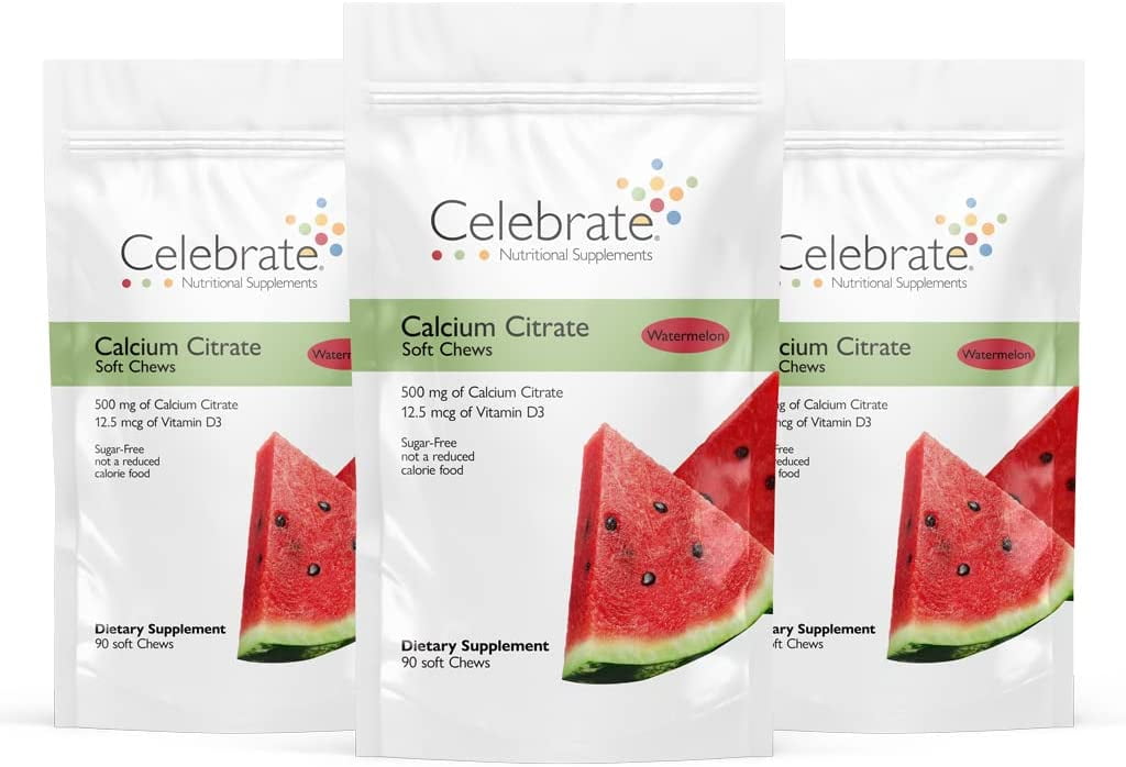 Vitamins Calcium Citrate Soft Chews 500 mg Watermelon 270 Count