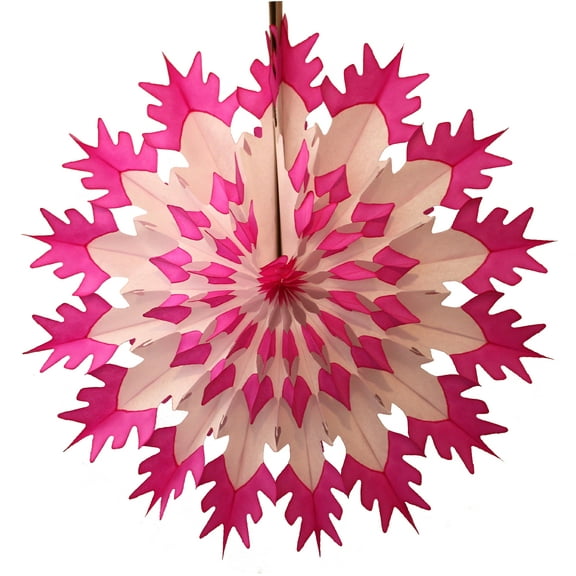 3-Pack Devra Party 19 Inch Tissue Paper Snowflake Decoration, Cerise Tip
