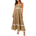 thumbnail image 1 of WTXUE Robes Maxi en Liquidation, Robe Nuisette Sans Manches Élégante à Encolure Carrée, Femmes 2024 Été Encolure Dégagée à Étages Fluide Longue Unie Vestidos Casuales Para Mujer Verano Maxi Women, Brun+TG(US:14-16), 1 of 9