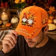 thumbnail image 4 of Baseball Cap Women, Thanksgiving Hats, Funny Hats, Gnome Pattern Fall Baseball Cap For Autumn Party Outfit, 4 of 5