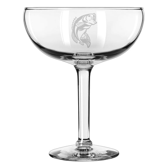 15 oz Coupe Cocktail Glass Gift Champagne Martini Margarita Bass Fish