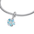 thumbnail image 2 of 925 Sterling Silver Blue Cherry Blossom Dangle Charm for Bracelet Charms Bangle Pendant Jewelry, 2 of 3