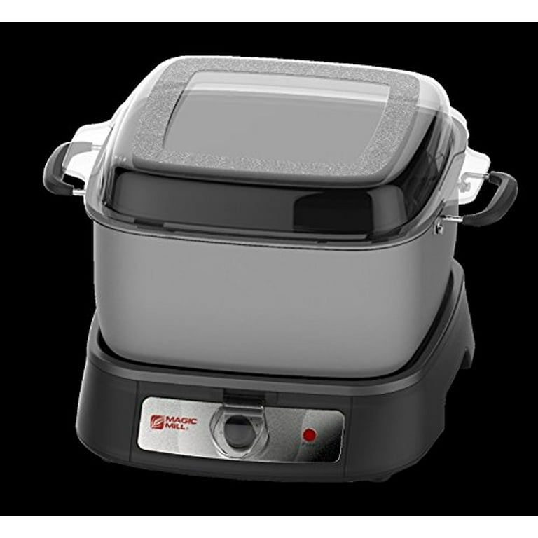 Magic Mill Flat Base Slow Cooker 10 Qt. Grey With Handles and