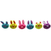 Mardi Gras Spot LED Jelly Rubber Bunny Rabbit Ring (Pack of 6)