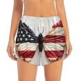 thumbnail image 2 of Hirioo American Flag Butterfly Wall for Women's Double Layer Athletic Shorts High-Performance Gym Shorts with Inner Pocket, Elastic Waistband-Small, 2 of 7