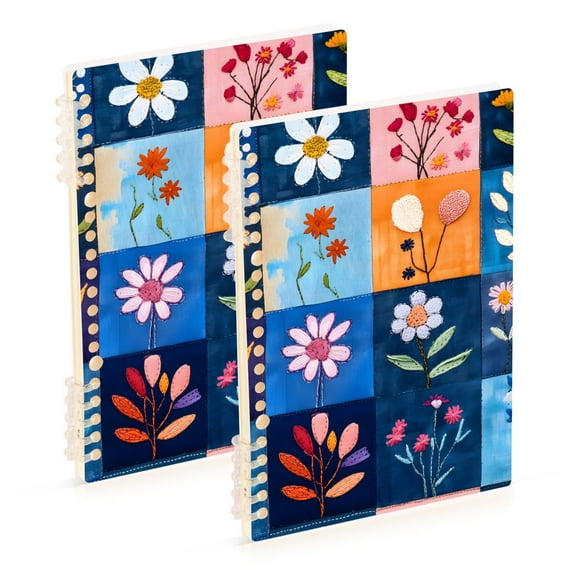 joogoo Spiral Journal Notebook Cute Flower on Checkered College Ruled Notebooks 8.3" x 5.7" 2 PCs