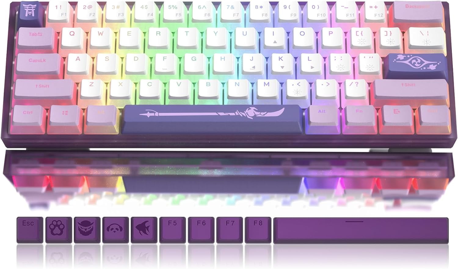 Womier WK61 Purple Keyboard 60 RGB Mechanical Gaming Keyboard,Hot
