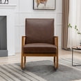 thumbnail image 2 of PU Leather Rocking Chair, Modern Upholstered Glider Rocker Chair with Armrest and Backrest, Comfy Living Room Chair with 300LBS Weight Capacity for Reading Room, Bedroom, Brown, 2 of 7