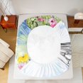 thumbnail image 4 of Manfei Kawaii Cat Fitted Sheet Queen, InkSpring Floral Bedding, White Blue, 3-Piece, 1 Fitted Sheet and 2 Pillowcases, 4 of 6