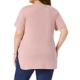 thumbnail image 4 of DARING DIVA Women's Plus Top Round Neck Side Split Hem T-Shirts 4X Pink, 4 of 6