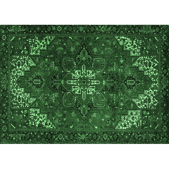 Ahgly Company Indoor Rectangle Persian Emerald Green Traditional Area Rugs, 7' x 10'