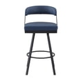 thumbnail image 4 of Pemberly Row Metal & Faux Leather Set of 2 Swivel Pub Height Chair in Blue, 4 of 8